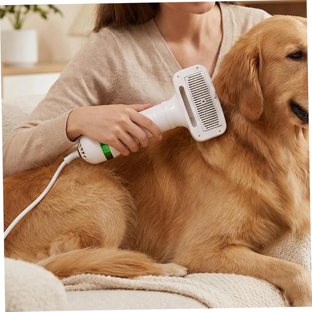 Cepillo secador portátil para Mascotas (2 en 1) - Potente y silencioso