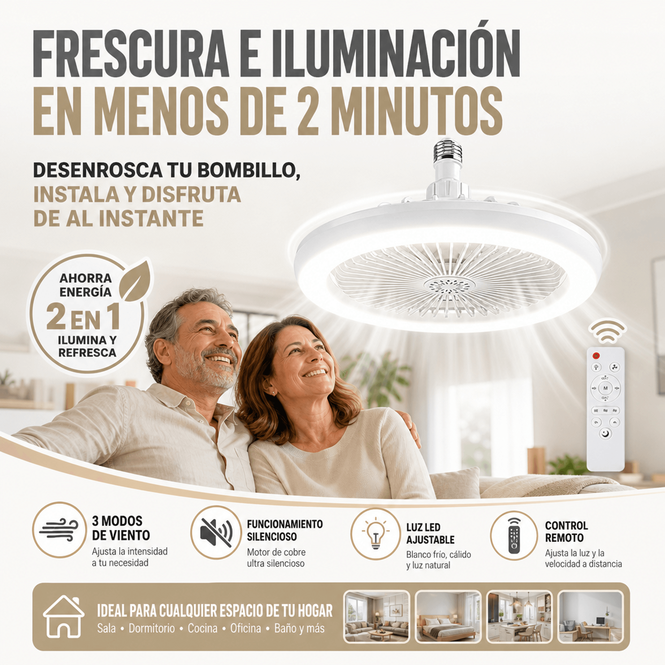 VENTILADOR INTELIGENTE 2 EN 1 CON LUZ LED