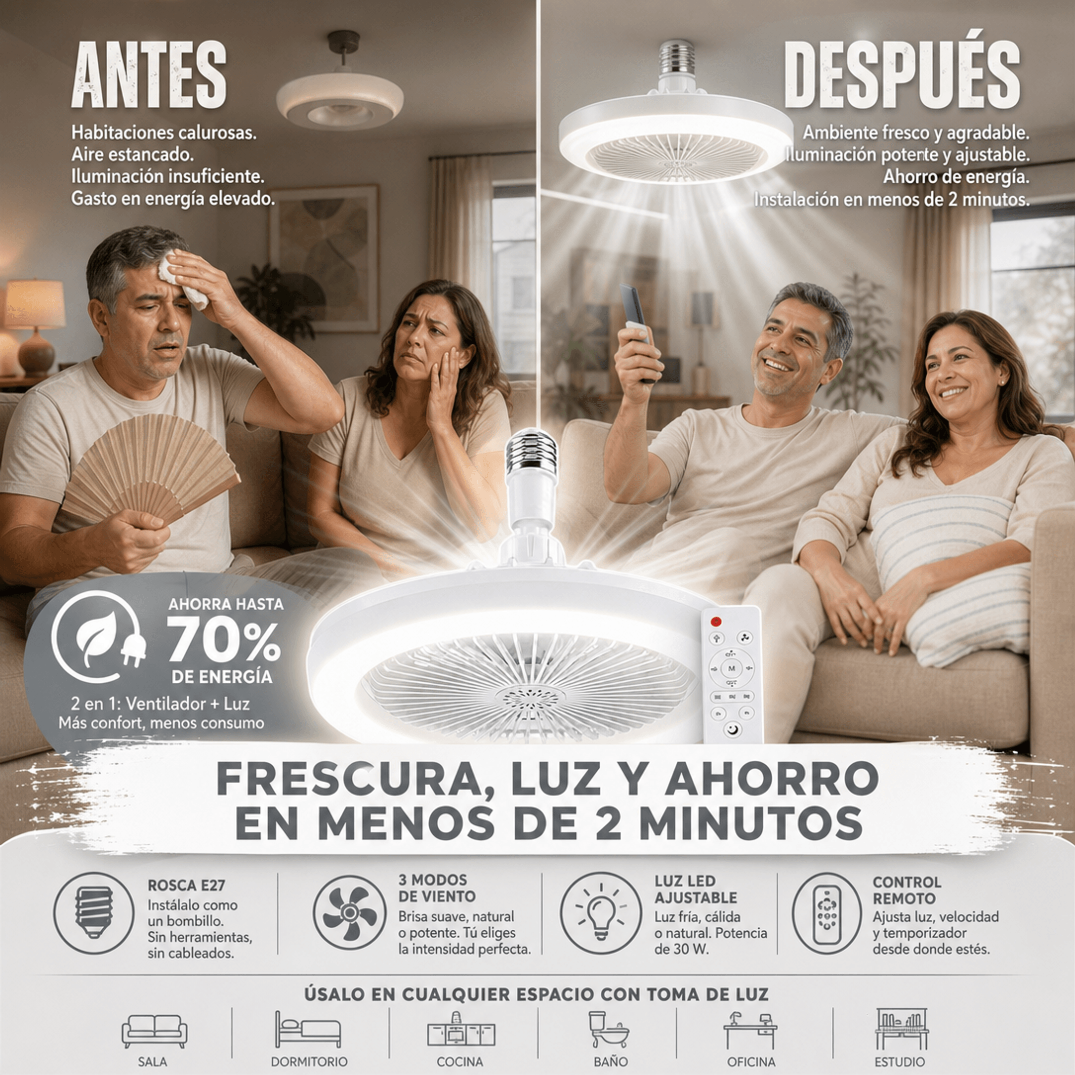 VENTILADOR INTELIGENTE 2 EN 1 CON LUZ LED