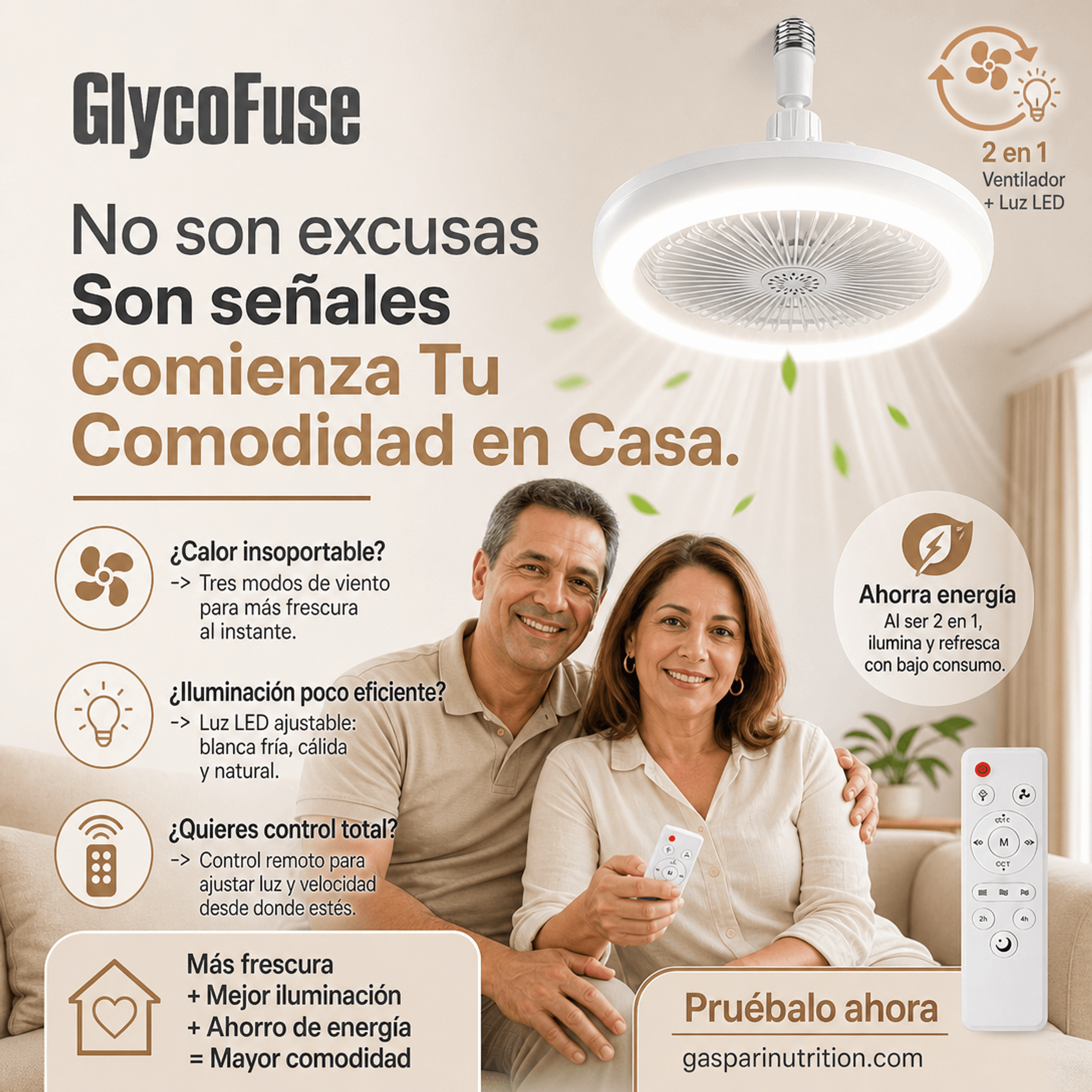 VENTILADOR INTELIGENTE 2 EN 1 CON LUZ LED