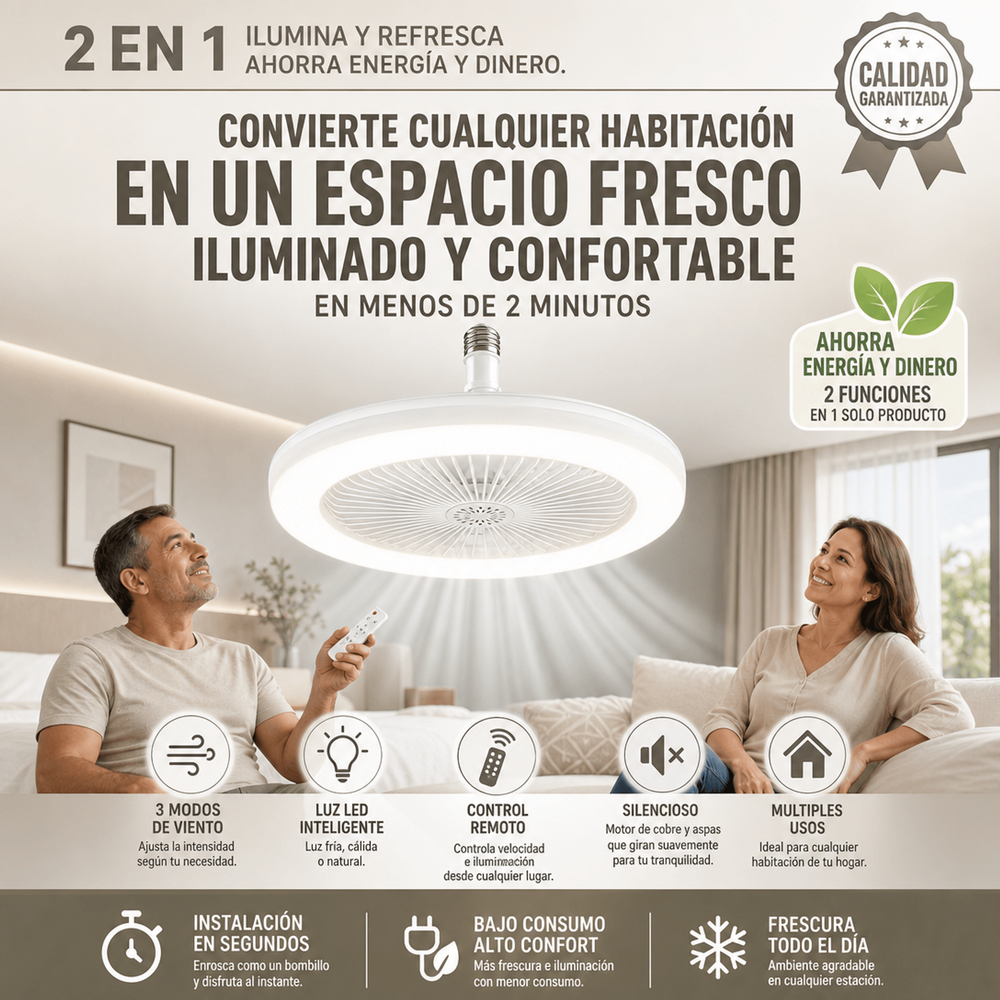 VENTILADOR INTELIGENTE 2 EN 1 CON LUZ LED