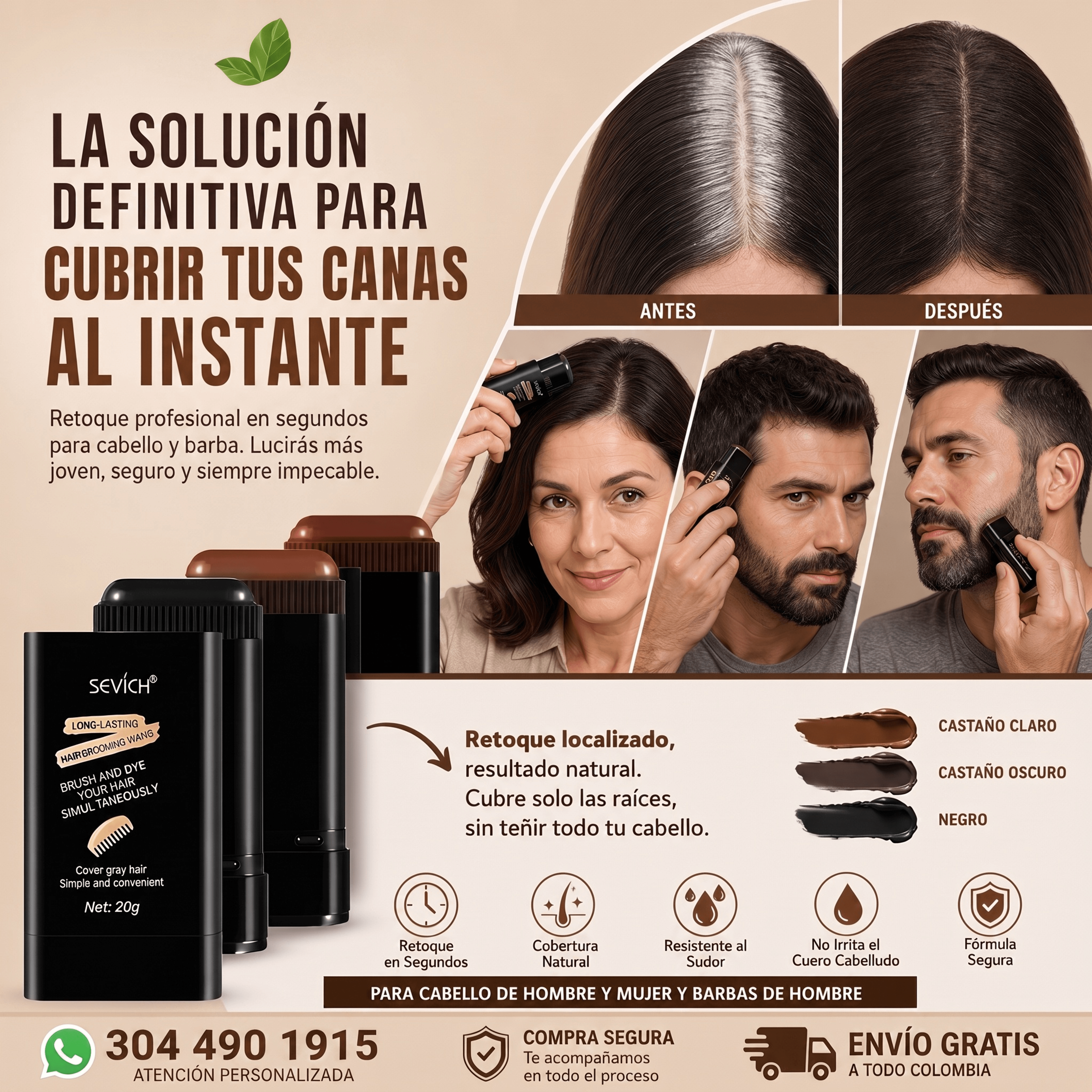 BARRA CUBRE CANAS PARA BARBA Y CABELLO