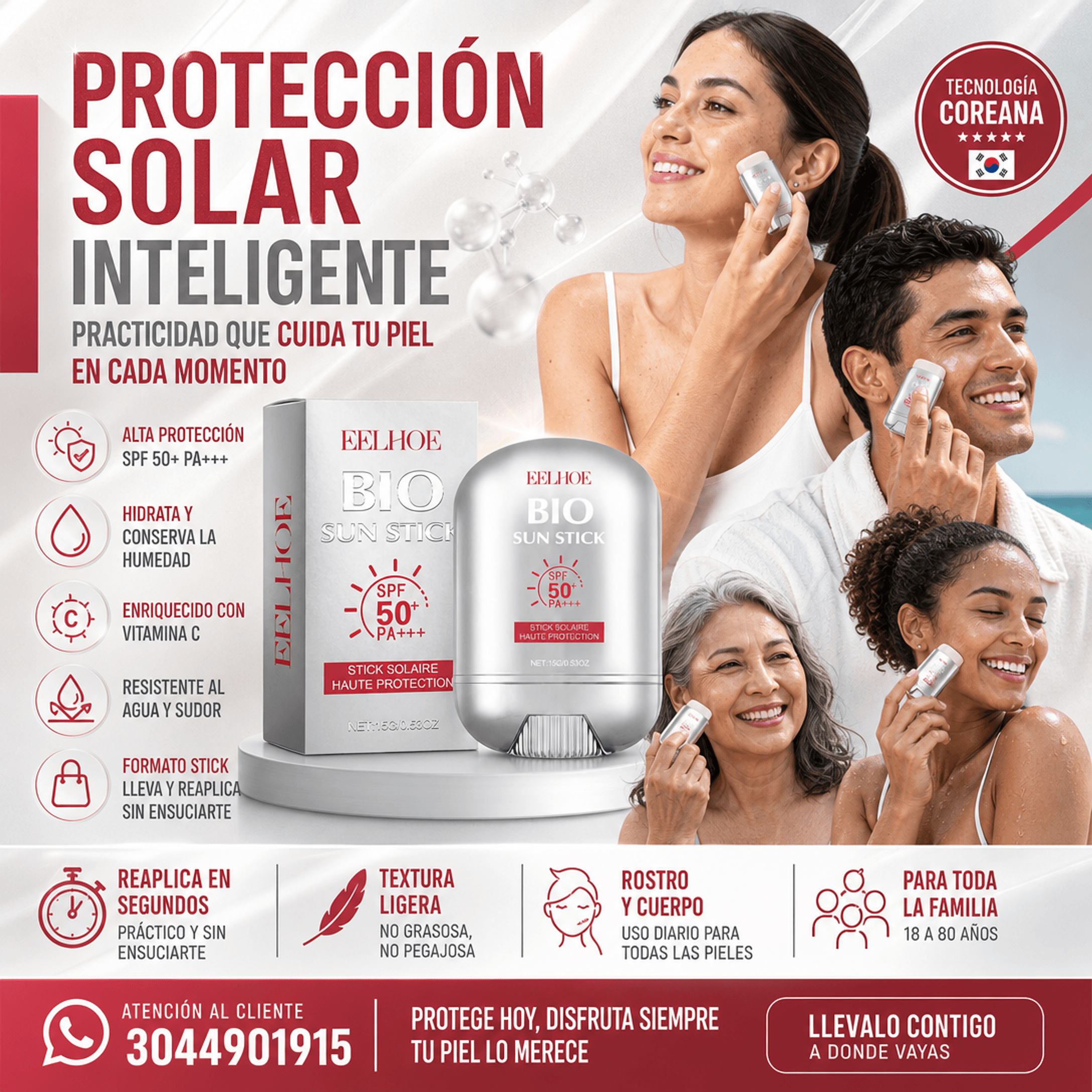 PROTECTOR SOLAR COREANO EN BARRA CON SPF50+ PA+