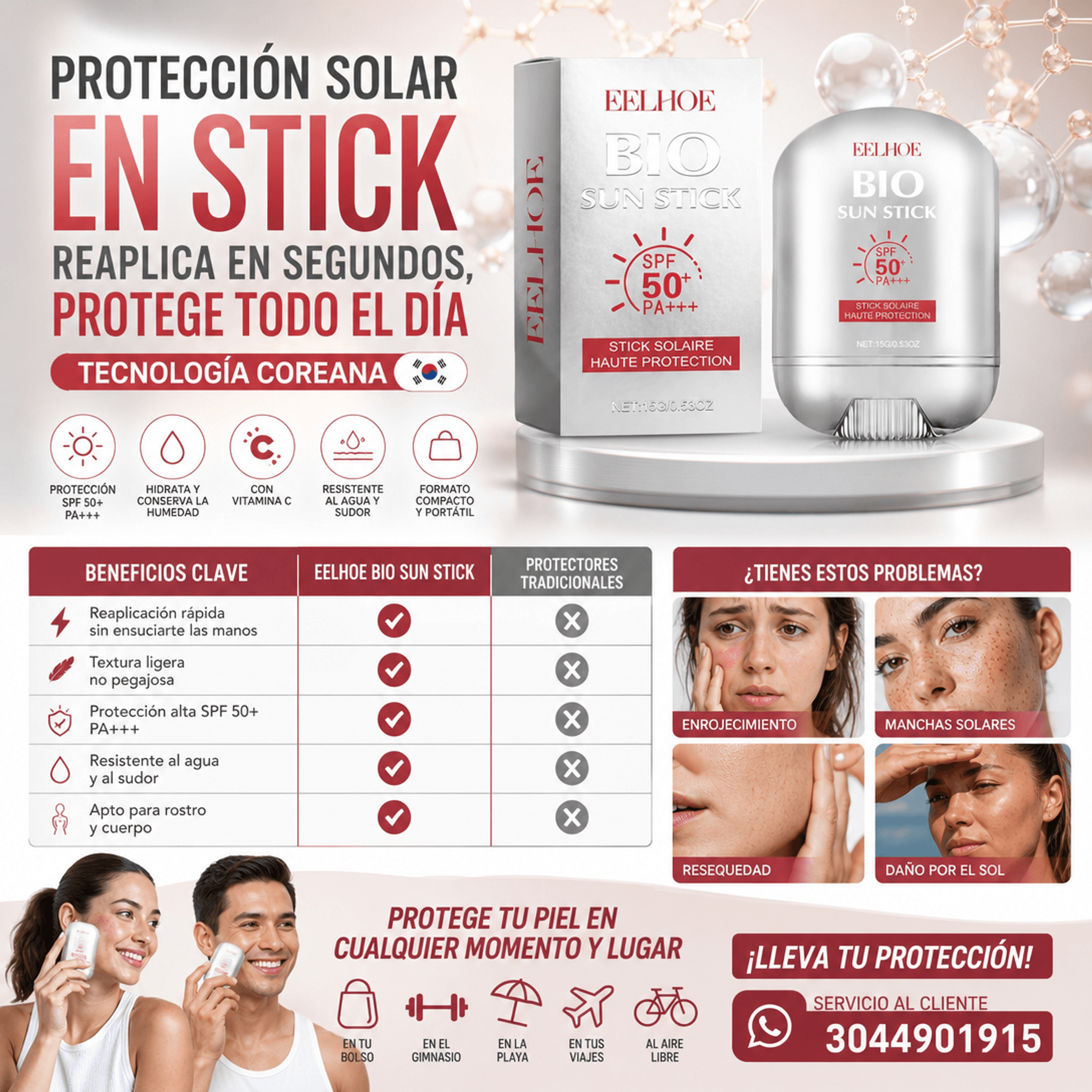 PROTECTOR SOLAR COREANO EN BARRA CON SPF50+ PA+