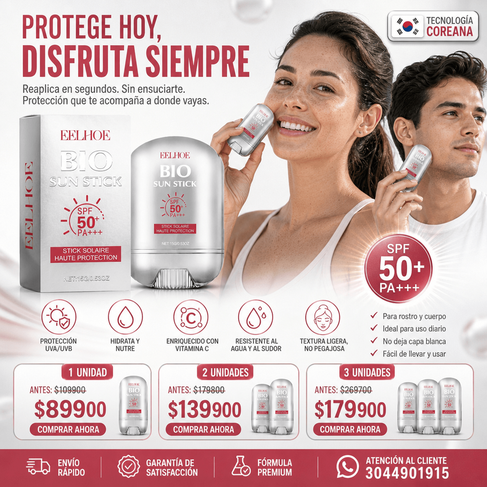 PROTECTOR SOLAR COREANO EN BARRA CON SPF50+ PA+