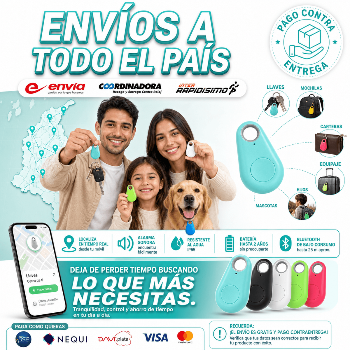 LOCALIZADOR/RASTREADOR MINI GPS, LLAVERO DE BILLETERA CON ALARMA ANTIPERDIDA, ETIQUETA INTELIGENTE Y RASTREADOR BLUETOOTH