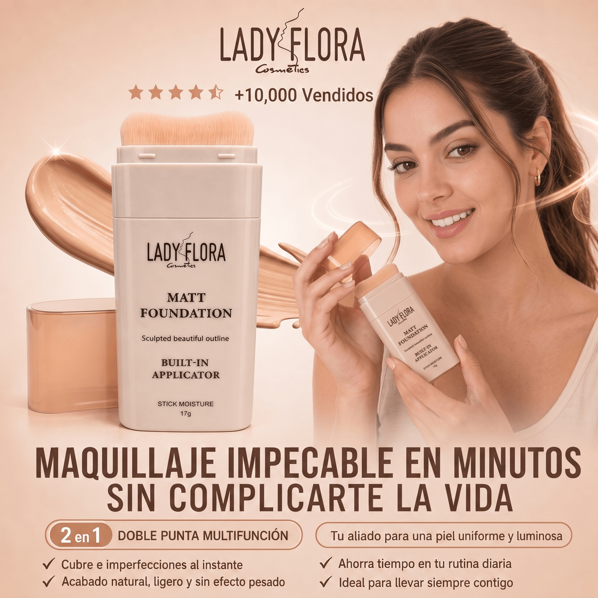 BASE EN BARRA COREANA 2 EN 1. CORRECTOR Y BASE EN UN SOLO PRODUCTO. + OBSEQUIO (producto de cuidado personal)