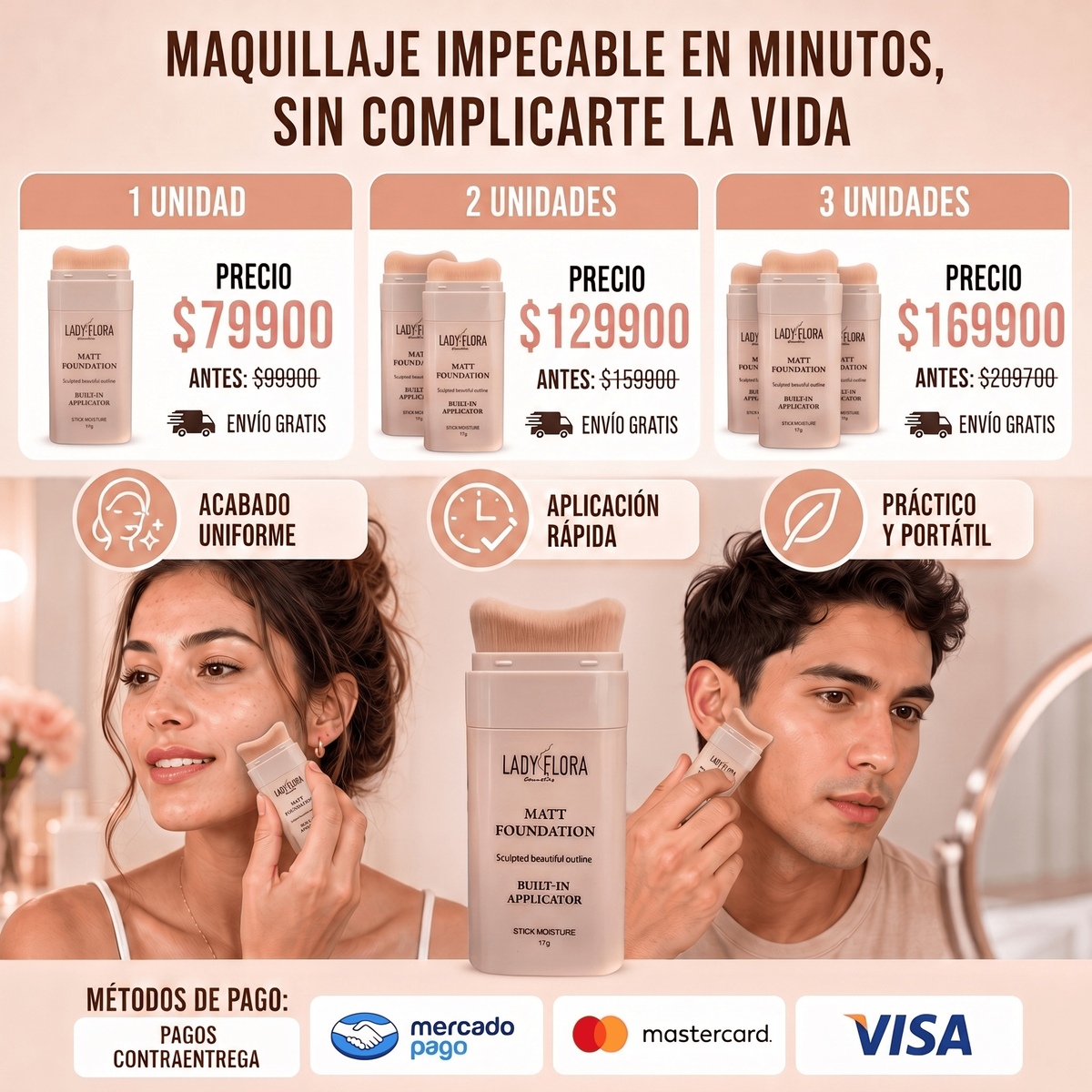 BASE EN BARRA COREANA 2 EN 1. CORRECTOR Y BASE EN UN SOLO PRODUCTO. + OBSEQUIO (producto de cuidado personal)
