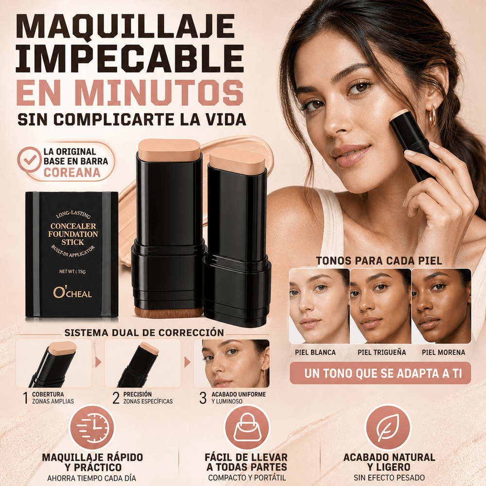 BASE EN BARRA COREANA 3 EN 1  LA ORIGINAL + OBSEQUIO 🎁 (para el cuidado de la piel)